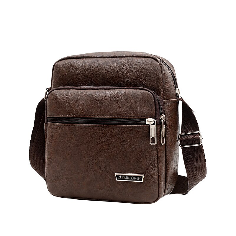 Men's Crossbody Bag Shoulder Bag Satchel PU Leather Outdoor Daily Holiday Buttons Zipper Large Capacity Waterproof Lightweight Solid Color Yellow brown Black Brown 2025 - $18.99 –P11