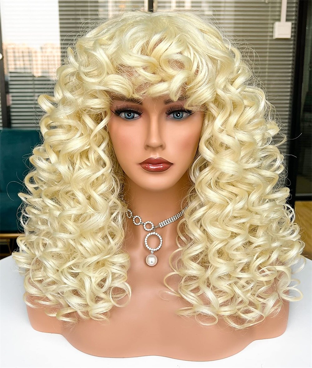 Long Curly Wavy Blonde Wigs for Women Side Part Natural Looking Cosplay Synthetic Fiber Wig Heat Resistant Replacement Wig Halloween Cosplay Party Wigs 2025 - $23.99 –P16