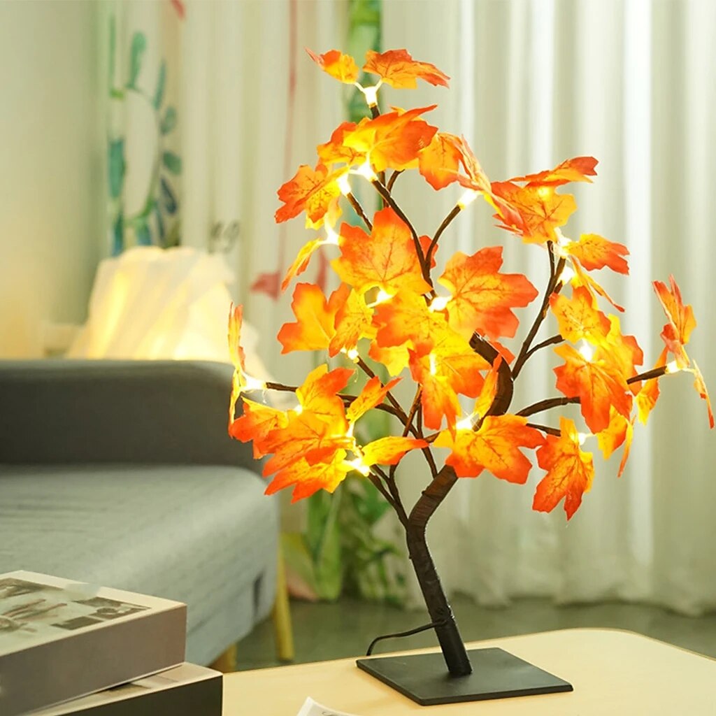 Halloween Tree Lamp Maple Leaf Lamp Halloween Decorative Table Lamp USB Power Supply 2025 - $14.49 –P6