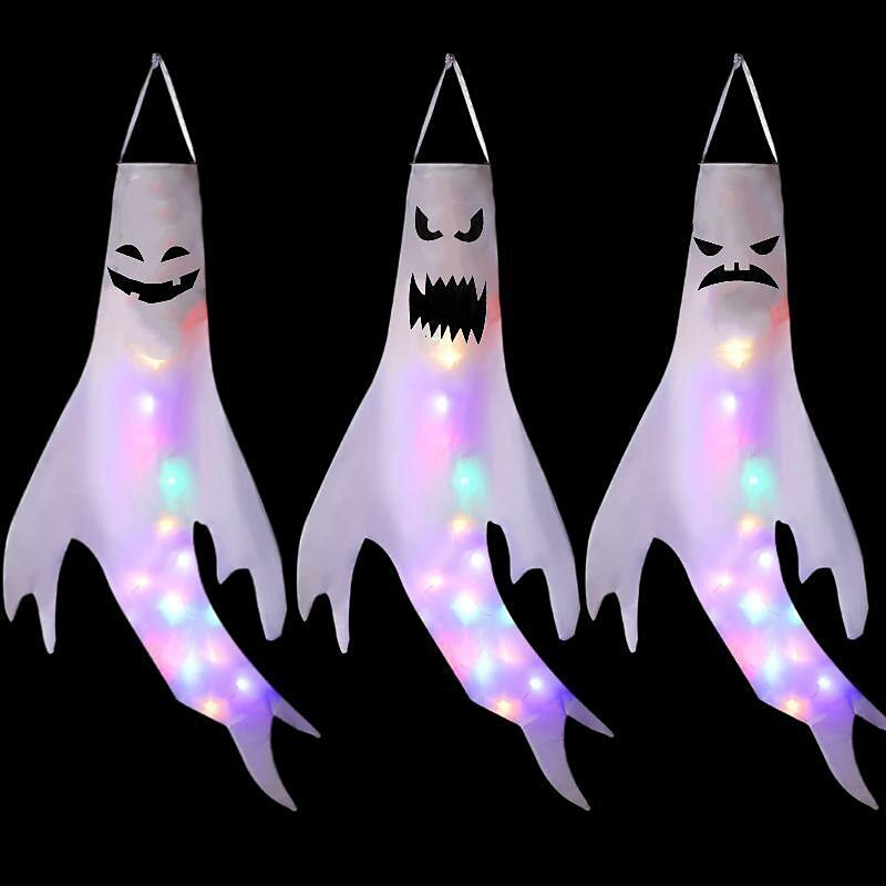 dekoracja halloweenowa oświetlone duchy wiszące światła led świecące duchy nocne światło na festiwal bar nawiedzony dom ogród na zewnątrz wewnątrz straszna atmosfera układ rekwizyty 2025 - $6.49 –P2