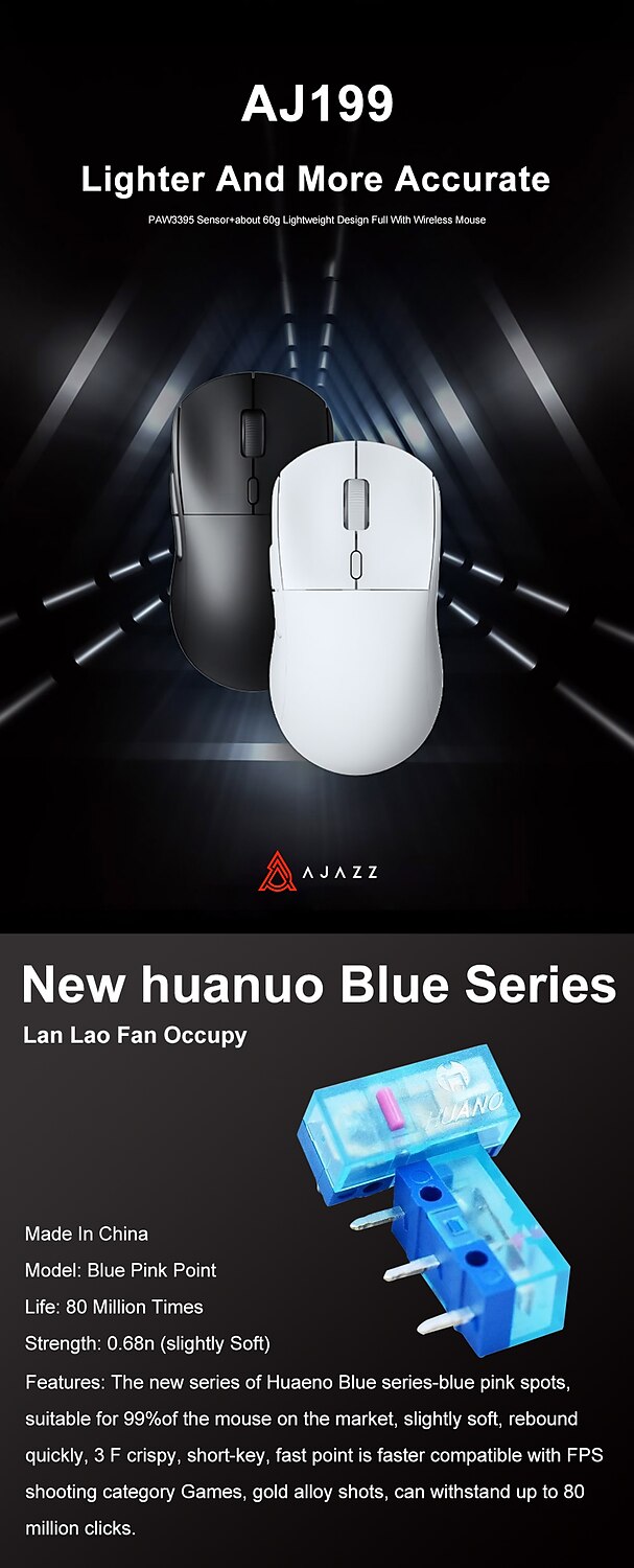 AJAZZ AJ199 2.4GHz Wireless Mouse Optical Mice with USB Receiver Gamer 26000DPI 6 Buttons Mouse For Computer PC Laptop Desktop 2025 - $71.99 –P1