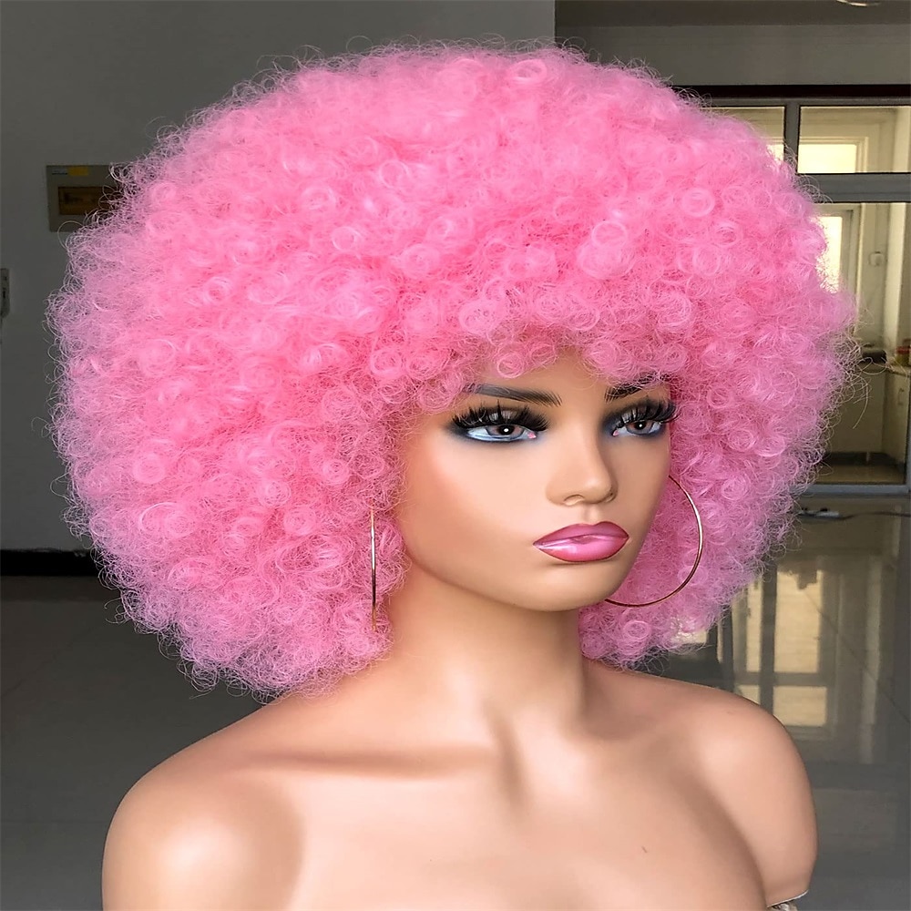 Short Afro Wig with Bangs for Black Women Afro Kinky Curly Wig 70s Premium Synthetic Big Afro Wig 2025 - $20.99 –P6