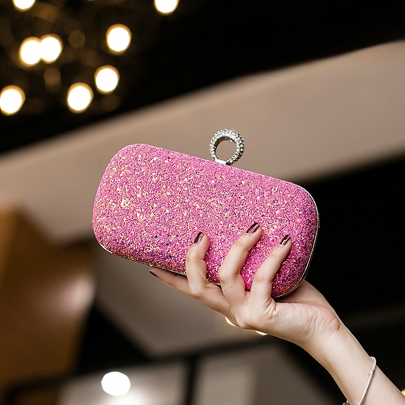 Women's Clutch Evening Bag Wristlet Clutch Bags PU Leather Party Bridal Shower Holiday Rhinestone Large Capacity Lightweight Durable Solid Color Small white Small black Small blue 2025 - $26.99 –P8