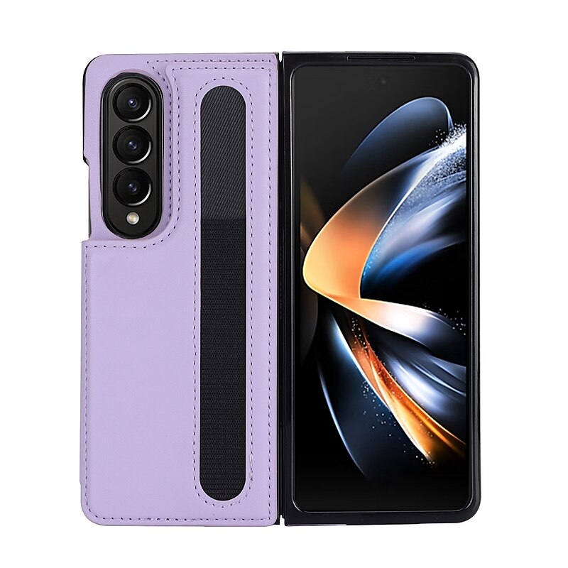 телефон Кейс для Назначение SSamsung Galaxy Z-образный сгиб 7 Z-сгиб 6 Z Fold 5 Z Fold 4 Z Fold 3 Кожаный чехол Слоты для держателей карт Откидная подножка с держателем для ручки Сплошной цвет 2025 - $25.99 –P14