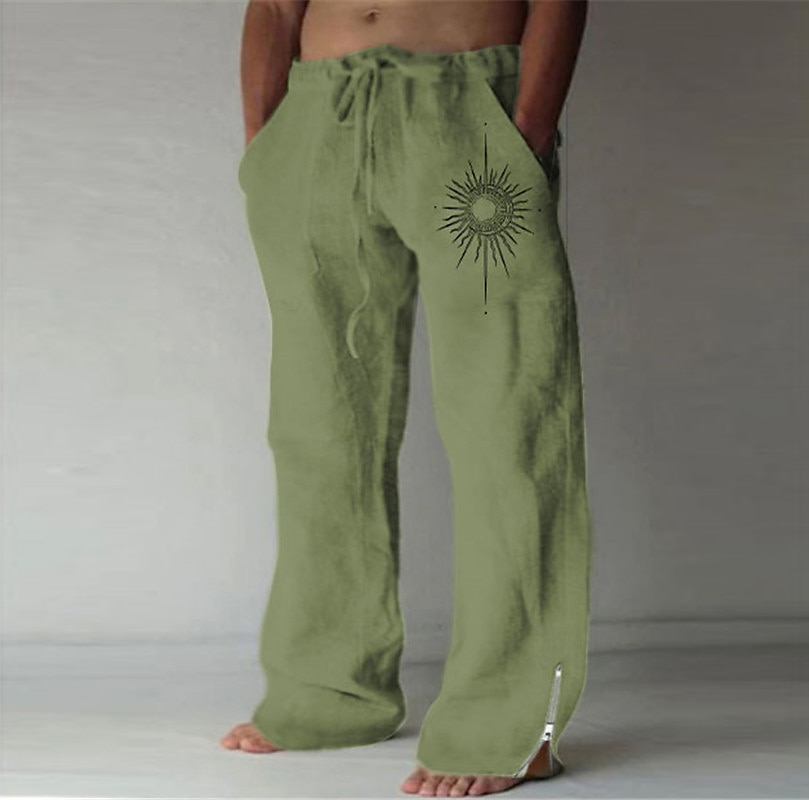 Sol Vintage Hombre Impresión 3D Pantalones Exterior Calle Noche Poliéster Blanco Azul Verde S M L Media cintura Elasticidad Pantalones 2025 - $27.99 –P2