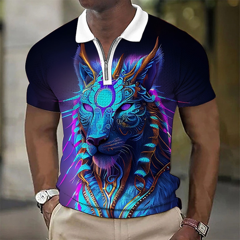Men's Animal Leopard Graphic Prints Waffle Polo Shirts Polo Shirts Zip Polo Golf Shirt Short Sleeves Shirt Turndown Casual Daily Yellow Zipper Print Clothing Apparel Fashion Designer Casual Breathable 2026 - $23.99 –P3