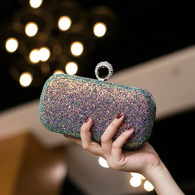 Women's Clutch Evening Bag Wristlet Clutch Bags PU Leather Party Bridal Shower Holiday Rhinestone Large Capacity Lightweight Durable Solid Color Small white Small black Small blue 2025 - $26.99 –P13