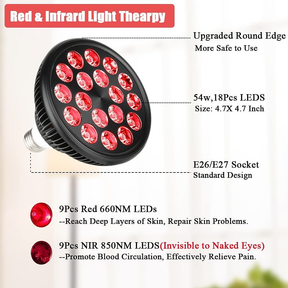 Led Red Light 54w Tripod Light Bulb Physiotherapy Light Par38 Dual Core 660 850nm Red Light Therapy Lamp Near Infrared Combo Bulb for Skin Care, Pain Relief, and Anti-Aging Benefits 2025 - $82.99 –P6