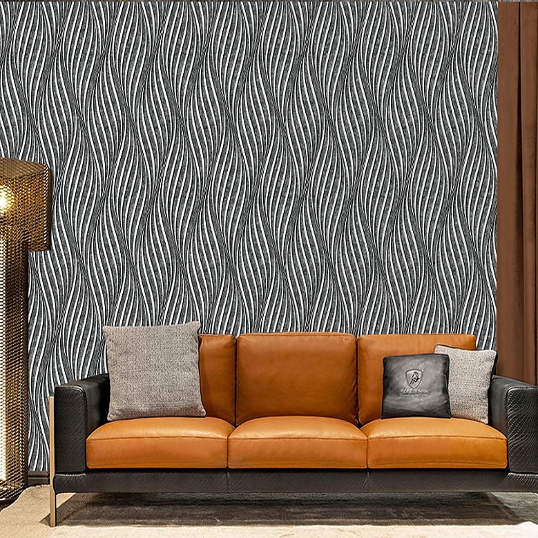 papiers peints cool papier peint texturé peinture murale 3d bande verticale non auto-adhésif pour la décoration de la maison papier peint imperméable 950x53cm/374"x20.87" gris or jaune de 2025 ? $41.99 –P5