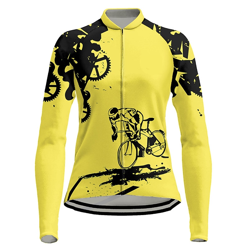 Per donna Maglia da Ciclismo Grafico Manica Lunga Bicicletta Maglia Top con 3 tasche posteriori Mountain Bike MTB Ciclismo su strada Asciugatura Rapida Strisce Riflettenti Tasca Posteriore Traspirante del 2026 a $34.99 –P8