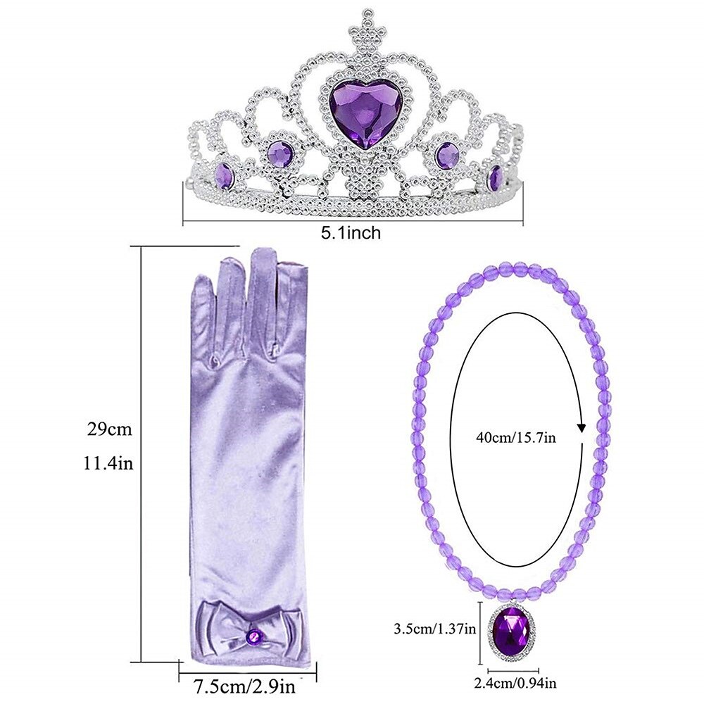 Costume Da Sirena Per Bambina 120 Cm – Set Completo Con Vestito, Parrucca Rossa, Corona E Accessori, Per Cosplay E Feste A Tema - 3