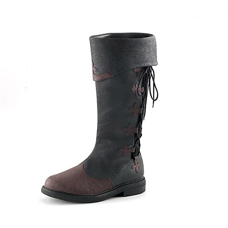 stivali da uomo stivali da cowboy retrò stivali rinascimentali casual outdoor daily pu traspirante confortevole antiscivolo con lacci corteccia marrone nero autunno inverno del 2025 a $69.99 –P5