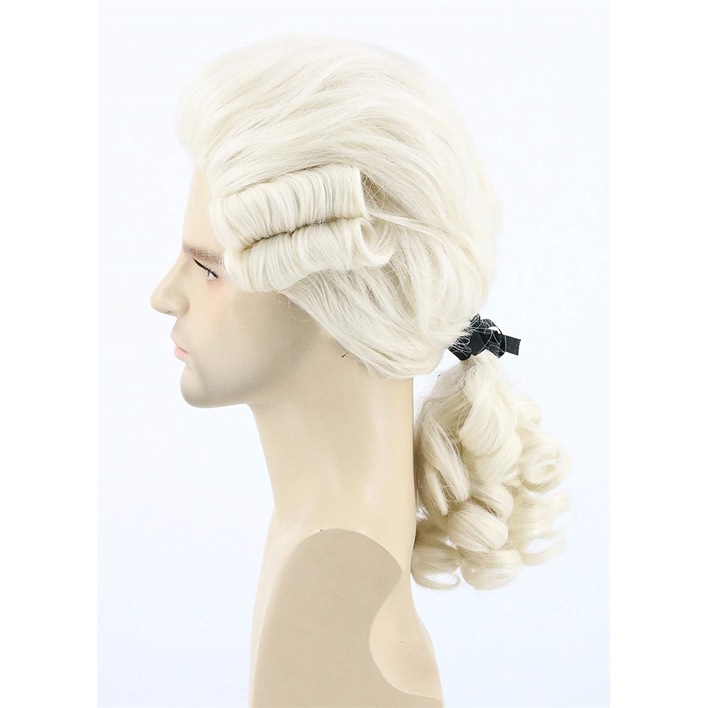 Mannen Pruik voor Koloniale Historische Rechter Kostuums Pruik Beige Carnaval Cosplay Pruiken Halloween Pruiken 2026 - $19.99 –P2