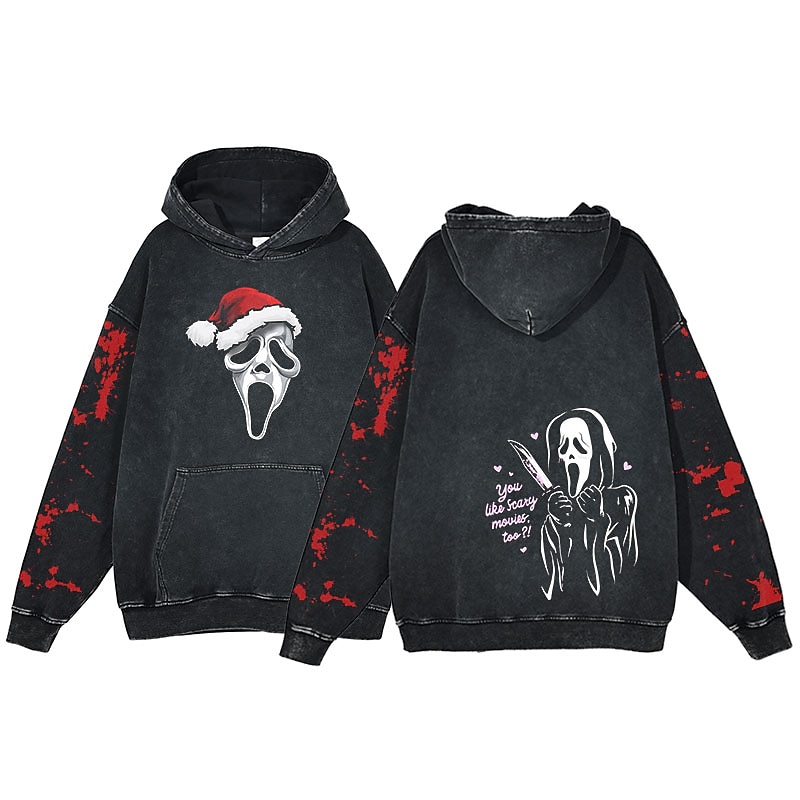 předvečer Všech svatých Výkřik Ghostface Kostlivec Kapuce Nadměrně velké tričko prané kyselinou Tisk Přední kapsa Grafika Pro Pro páry Pánské Dámské Dospělé Plesová maškaráda Horká ražba Běžné / Denní 2025 - $37.99 –P8