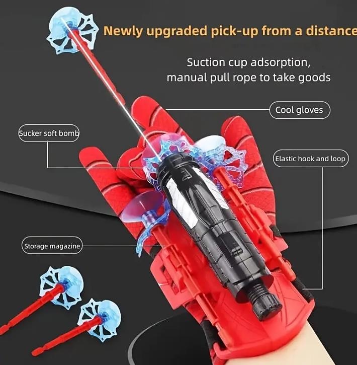 spider launcher spider silke spider hero mann spinner silke hansker svarte barneleke gutt myke kuler kan lanseres halloween gave til julegaver 2026 - $18.99 –P5