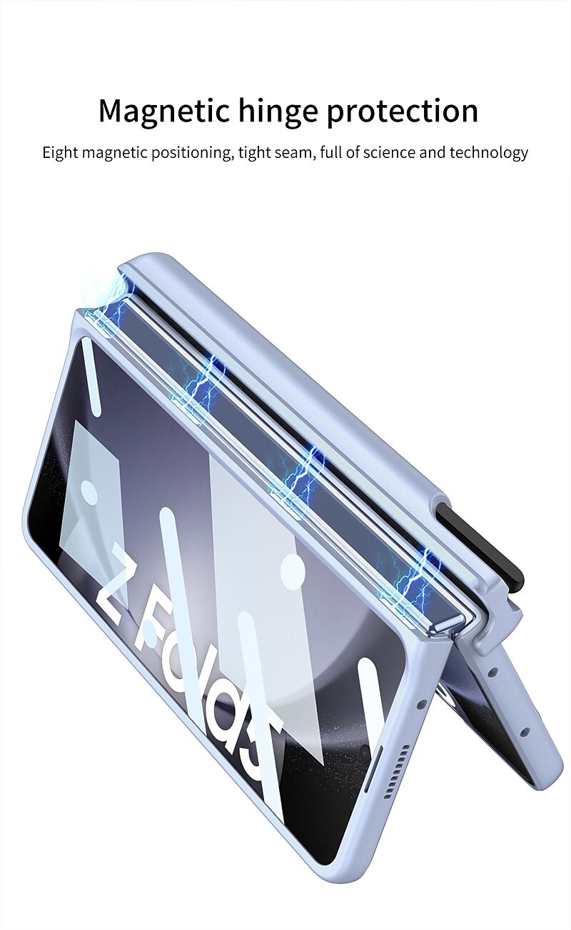 Phone Case For Samsung Galaxy Z Fold 5 Z Fold 4 Back Cover Pencil Holder Magnetic Full Body Protective PC 2025 - $32.99 –P5