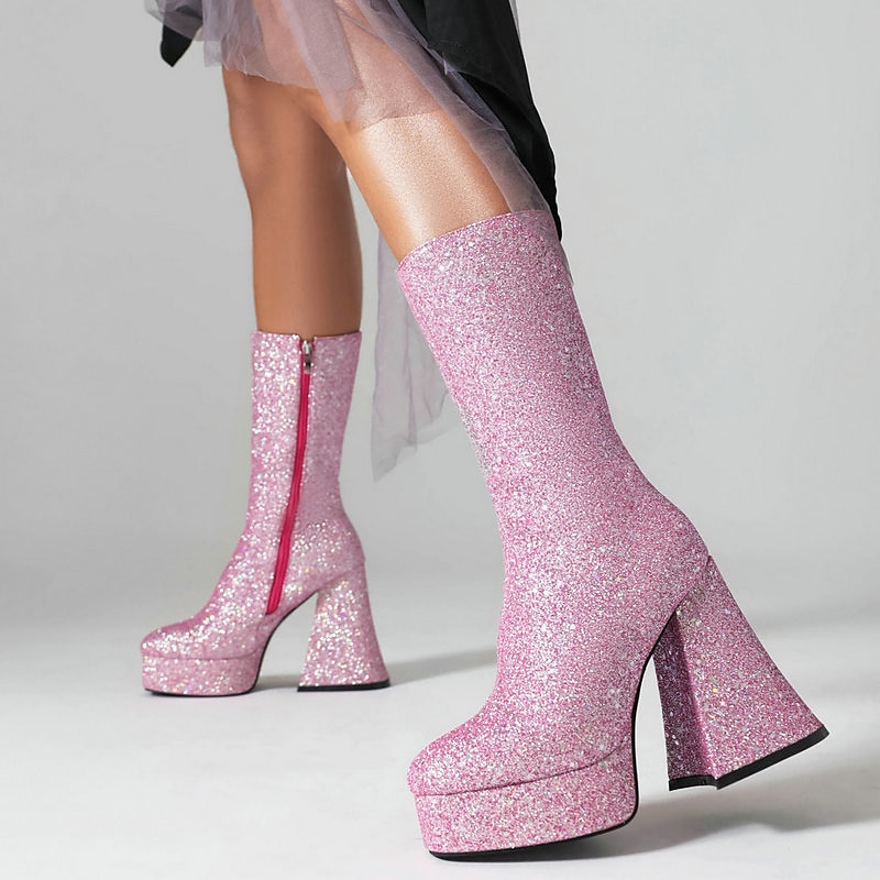 Retro Vintage 1970s Shiny Metallic Shoes Gogo Boots Abba Costume Disco Women's Carnival Party Club Pride Parade Adults' Shoes Spring Fall 2025 - $92.99 –P1