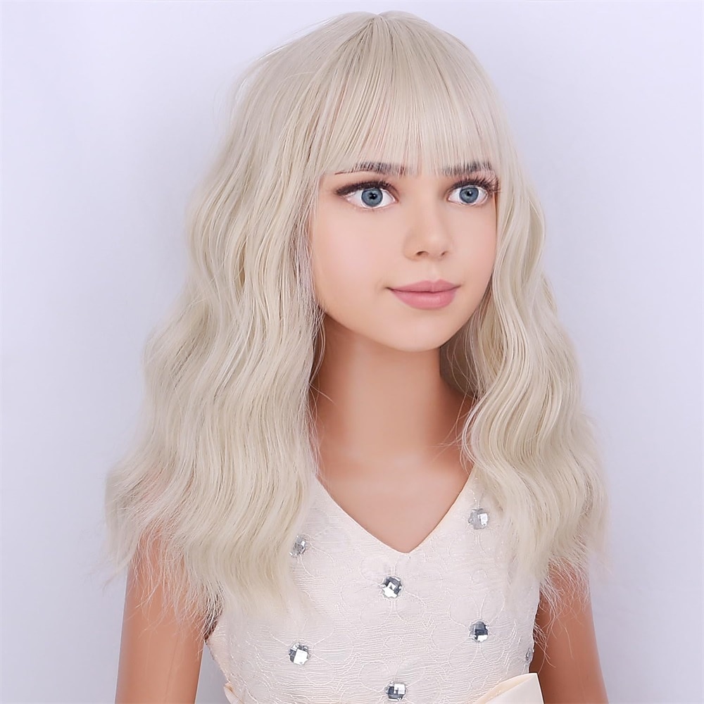 Peluca rubia para niñas, peluca corta ondulada con flequillo, peluca rubia rubia, peluca sintética para niñas, peluca para fiesta de carnaval, cosplay 2026 - $17.49 –P15