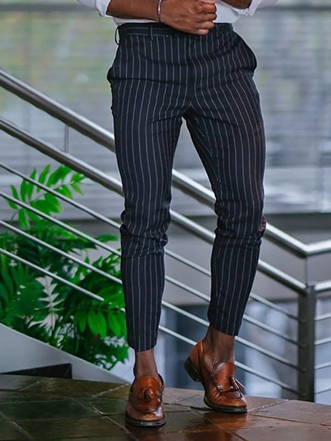 Hombre Pantalones Chinos pantalones chinos Bolsillo Plano Comodidad Transpirable Exterior Diario Noche Moda Casual Negro Azul Piscina 2025 - $28.99 -P2