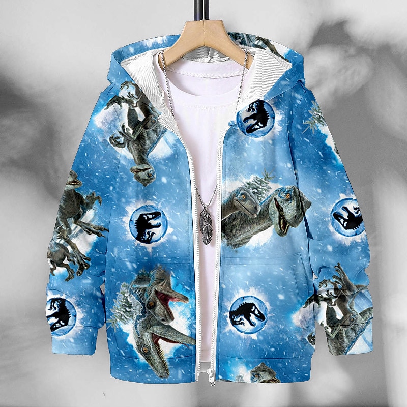 Boys 3D Animal Dinosaur Coat Long Sleeve Fall Winter Active Streetwear Cool Kids 3-12 Years Vacation Street Daily Regular Fit 2025 - $18.99 –P1