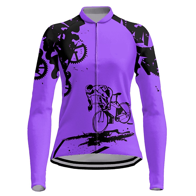 Per donna Maglia da Ciclismo Grafico Manica Lunga Bicicletta Maglia Top con 3 tasche posteriori Mountain Bike MTB Ciclismo su strada Asciugatura Rapida Strisce Riflettenti Tasca Posteriore Traspirante del 2026 a $34.99 –P11