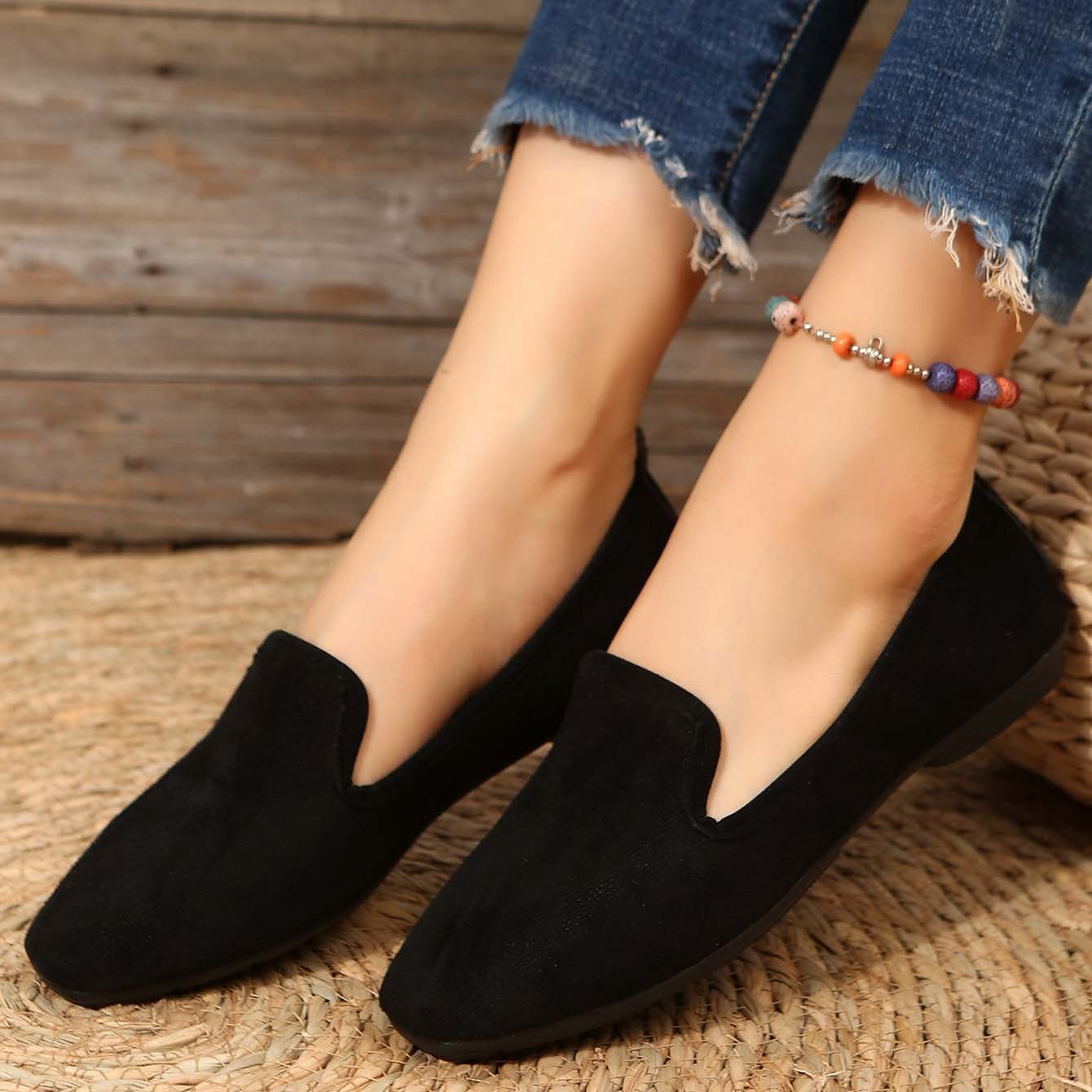 mocasini pliati de piele intoarsa pentru dama cu design festonat - pantofi ușoare și confortabili pentru purtarea de zi cu zi 2025 - $18.99 –P9