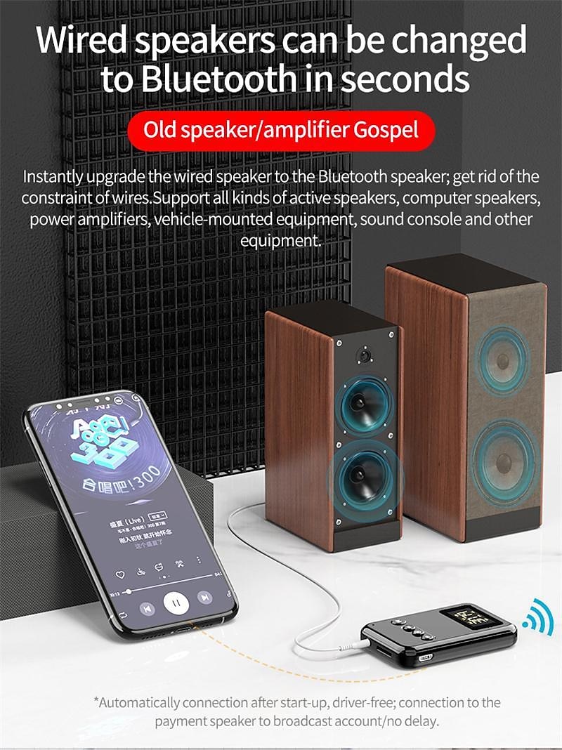 9 IN 1 bluetooth 5.0 Audio Transmitter Receiver Stereo Music Wireless Adapter 3.5mm AUX Jack FM Transmitter for Car TV MP3 PC 2025 - $21.99 –P10