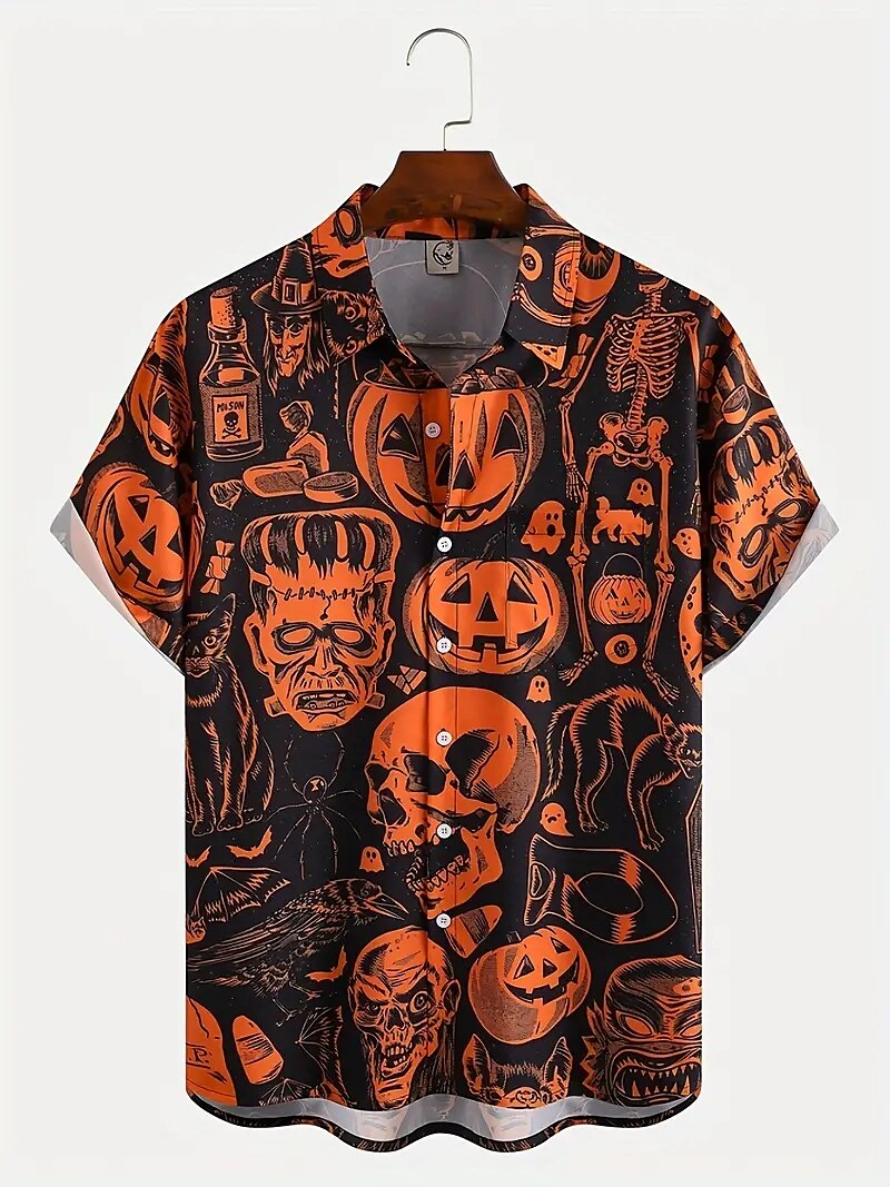 Halloween Skelett Dödskalle Pumpa Hawaiian Shirts Aloha Shirt Mönster Till Herr Vuxna Halloween Karnival Maskerad 3D-utskrift Fest Halloween 2025 - $16.49 –P1