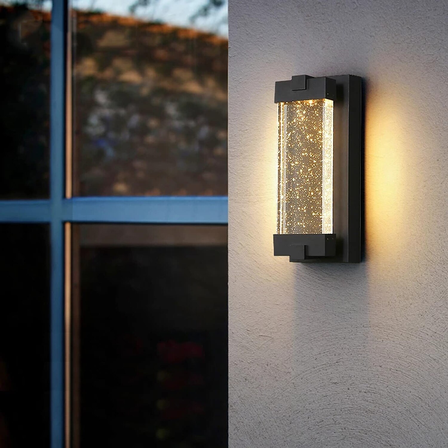 applique in cristallo illuminazione per esterni ip65 con paralume in vetro trasparente a bolle per portico e garage led 6w bianco caldo sabbia finitura nera 110-240v del 2025 a $215.69 –P5