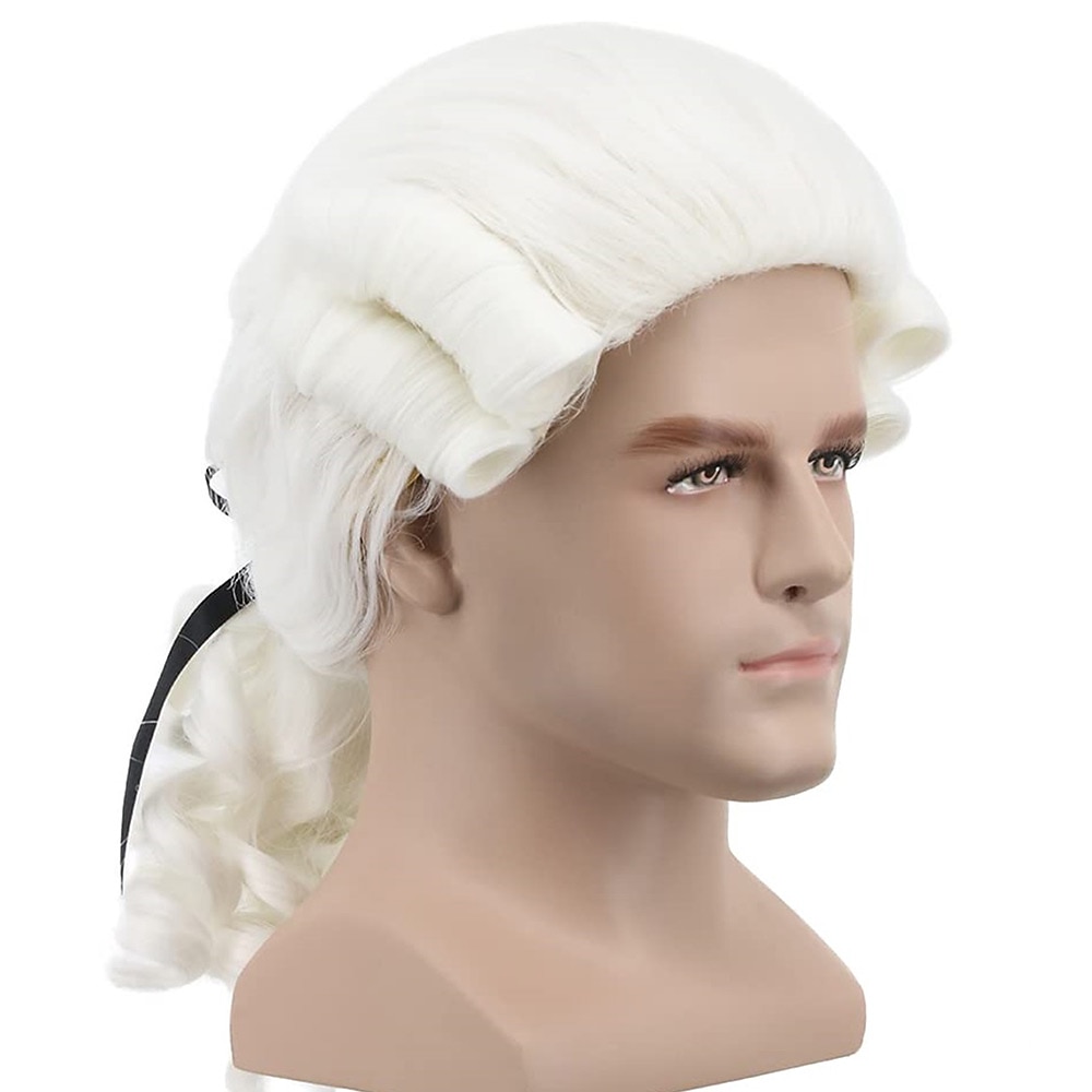 Peluca Rizada de Caballero Abogado Curly George Washington Cosplay Pelucas de Halloween Carnaval 2026 - $17.99 –P5