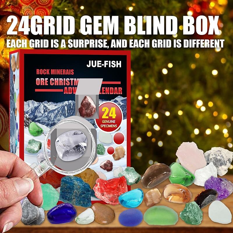 Rock Collection Advent Calendar 2023 With 24 Gemstones Minerals