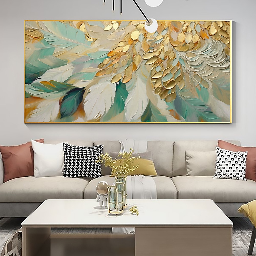 Pintura de arte de pared grande, pintura al óleo de plumas hecha a mano, pintura de textura pesada pintada a mano, obra de arte abstracta para sala de estar, decoración del hogar, lienzo enrollado 2026 - $88.99 –P3