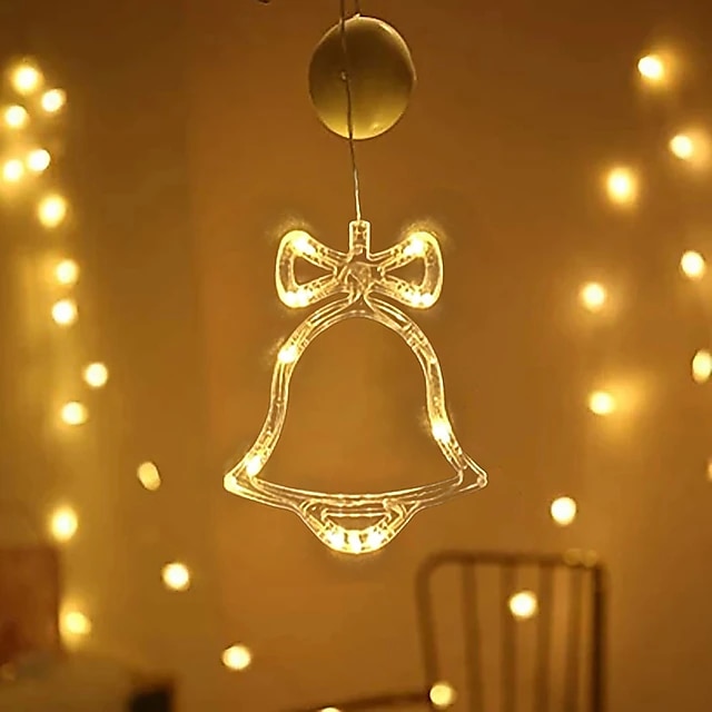 Christmas Decor Night Light Santa Elk Angel Heart LED Light Battery Powered Suction Cup Window Chandelier Xmas Tree New Year Party Holiday Home Decoration 2025 - CAD $9.99 –P13