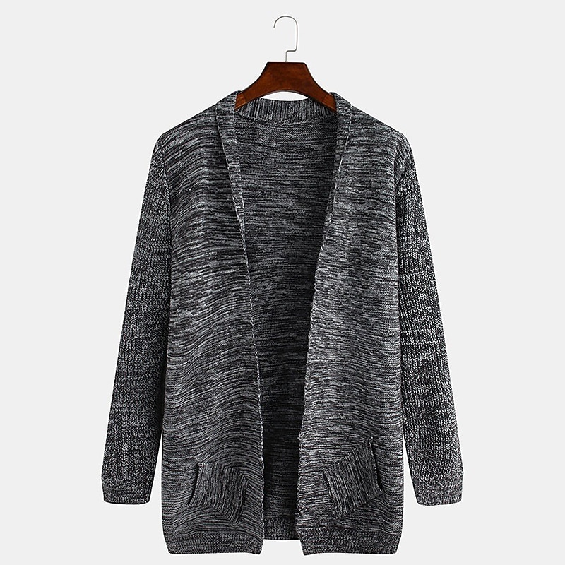 Homme Gilet Cardigan Pull d'automne A côtes Tricoter Normal Tricoté Plein Ouvrir le devant Guêtres Moderne contemporain Usage quotidien Sortie Vêtement Tenue Hiver Noir Bleu de minuit M L XL de 2025 ? $40.99 –P6