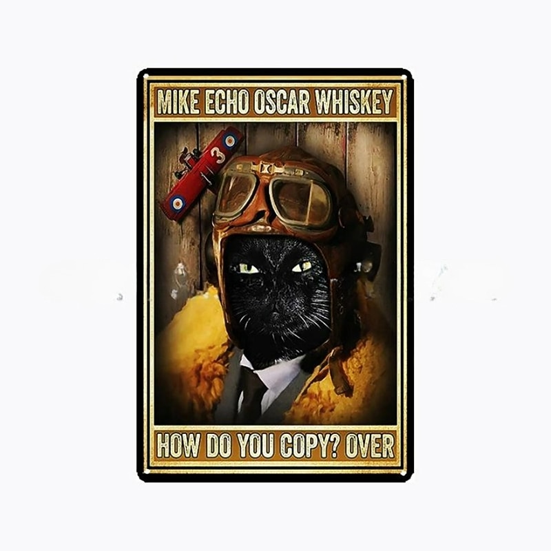 1db retro fém bádogtábla macska boros bádog tábla vintage konyhai táblák fali dekoráció, festmény fali akasztó lakberendezéshez fali művészet fém bádogtábla 20x30cm/8''x12'' 2026 - GBP £10.87 –P11