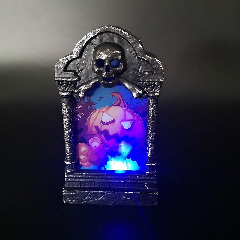 Halloween czaszka nagrobek lampa nawiedzony dom wystrój wystrój ogrodu domu lampka nocna rekwizyty na przyjęcia świecące oświetlenie led nagrobek 2025 - $6.49 –P5
