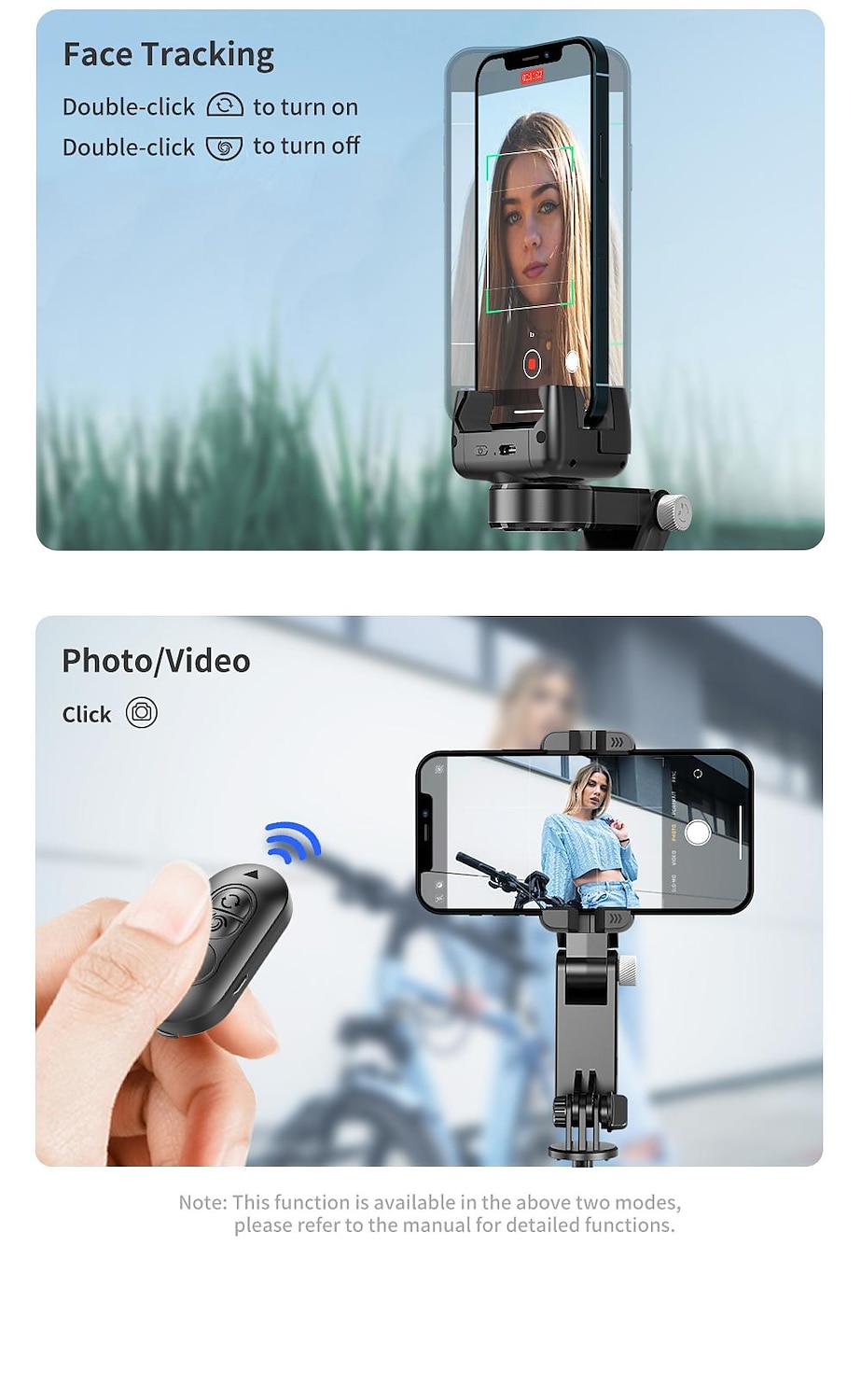 Desktop Gimbal Selfie Stick Tripod Stabilizer with Light Remote Following Foldable for Smartphone iPhone 13 Xiaomi for Video Q18 2025 - $67.99 –P19