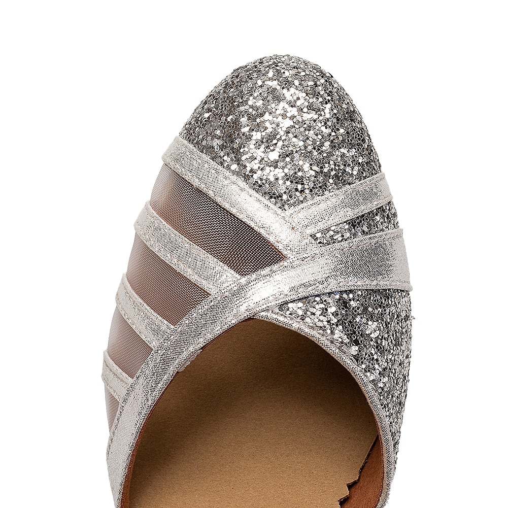 pantofi de dans latino cu sclipici roșii pentru damă – tocuri de sală cu bandă din plasă cu talpă de piele intoarsă pentru salsa și performanță 2025 - $32.99 –P18