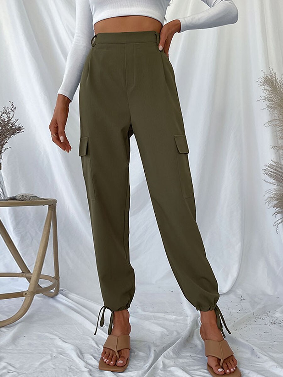 Women's Cargo Pants Full Length Cotton Micro-elastic Mid Waist Fashion Streetwear Outdoor Street ArmyGreen S M Fall Winter 2023 - US $29.99 –P8