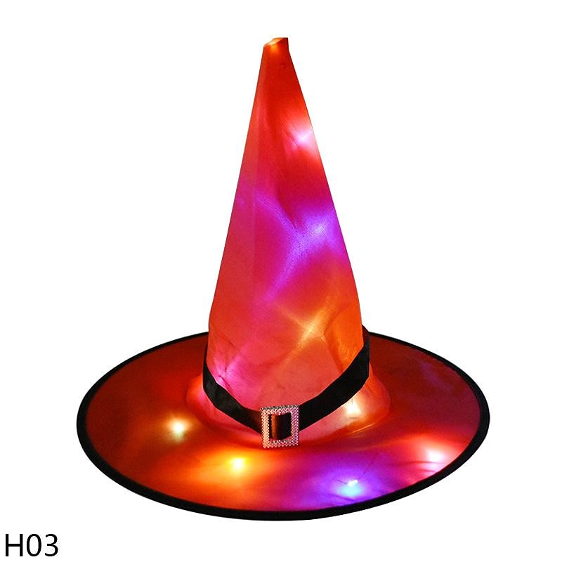 1 st halloween led häxhatt glödande häxhatt halloween kostym rekvisita utomhus träd hängande prydnadsföremål 2025 - $13.99 -P7