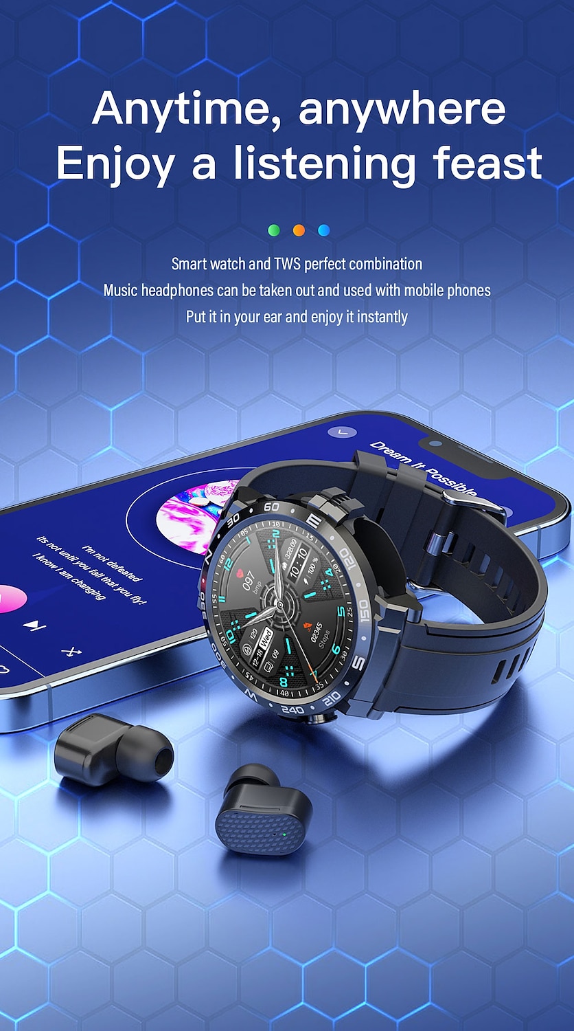 Headset Smart Watch TWS Two In One Wireless Bluetooth Dual Headset Call Health Blood Pressure Sport Music Smartwatch 2025 - $83.19 –P4