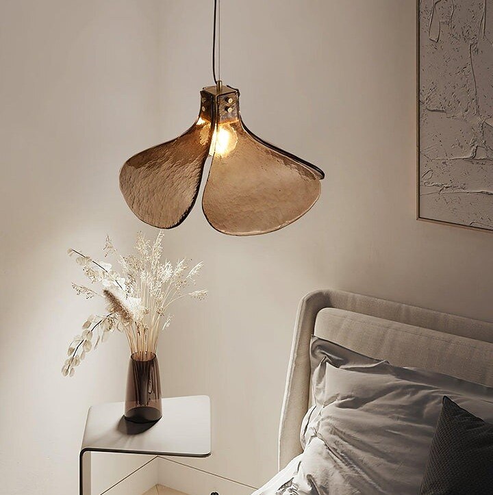 lampada a sospensione a led design floreale in vetro paralume ambra e12/e14 lampada a sospensione per interni loft lampada a sospensione a soffitto regolabile in altezza camera da letto bar del 2025 a $229.99 –P6