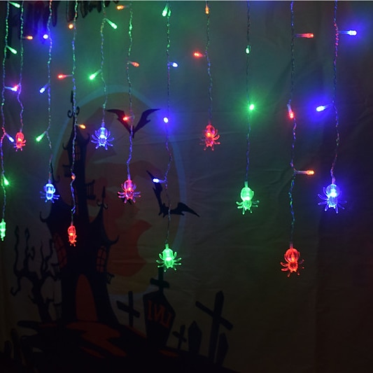 Halloween Decorations 3.5M 96Led LED Icicle Curtain String Lights, 3D Pumpkin Ghost Lantern for Home Party Holiday Lights EU US AU UK Plug 2025 - $17.99 –P11