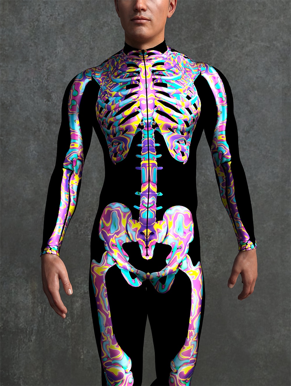 Totenkopf Halloween Cosplay Kostüm Bodysuits Ganzkörper-Catsuit Karnevalskostüm Ganzkörperanzug Einteiler Gruseliges Kostüm Kinder Erwachsene Herren Damen Maskerade Karneval Party Halloween Einfache 2025 - $37.99 –P14