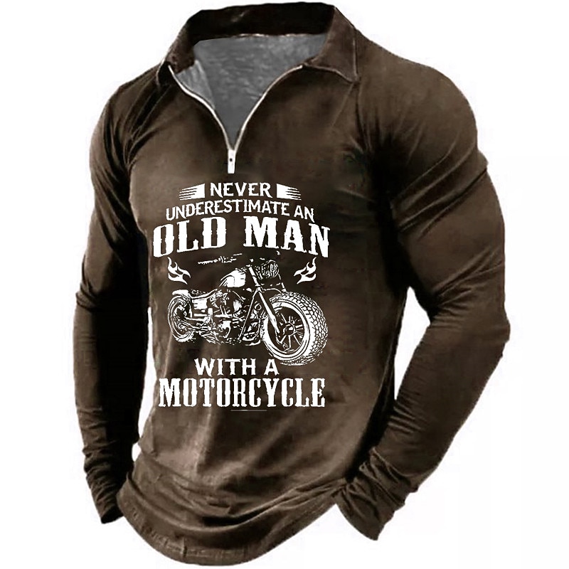 T-shirt graphique à manches longues pour hommes de motocycliste  'Ne sous-estimez jamais un vieux avec une moto' de 2026 ? $25.99 –P4