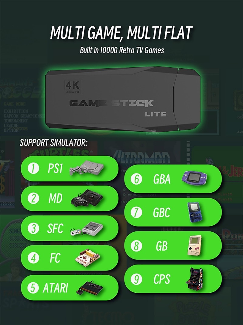 2025年 データカエルレトロビデオゲームコンソール2.4gワイヤレスコンソールゲームスティック4k 10000ゲームポータブルビデオゲームデンディゲームコンソールテレビ用、友人や子供へのクリスマス誕生日パーティーギフト  コレクション – $44.99 –P14