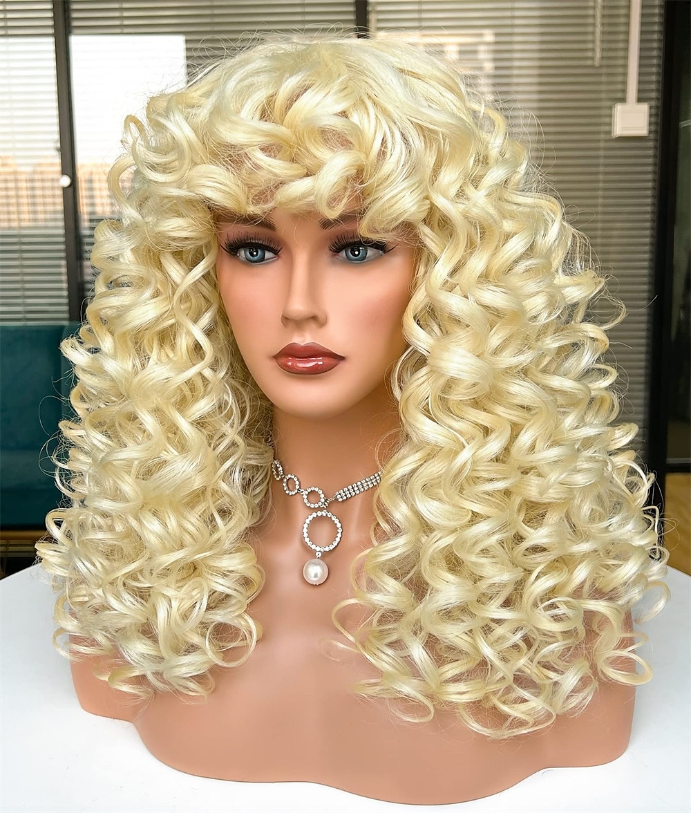 Long Curly Wavy Blonde Wigs for Women Side Part Natural Looking Cosplay Synthetic Fiber Wig Heat Resistant Replacement Wig Halloween Cosplay Party Wigs 2025 - $23.99 –P18
