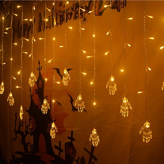 Halloween Decorations 3.5M 96Led LED Icicle Curtain String Lights, 3D Pumpkin Ghost Lantern for Home Party Holiday Lights EU US AU UK Plug 2025 - $17.99 –P6