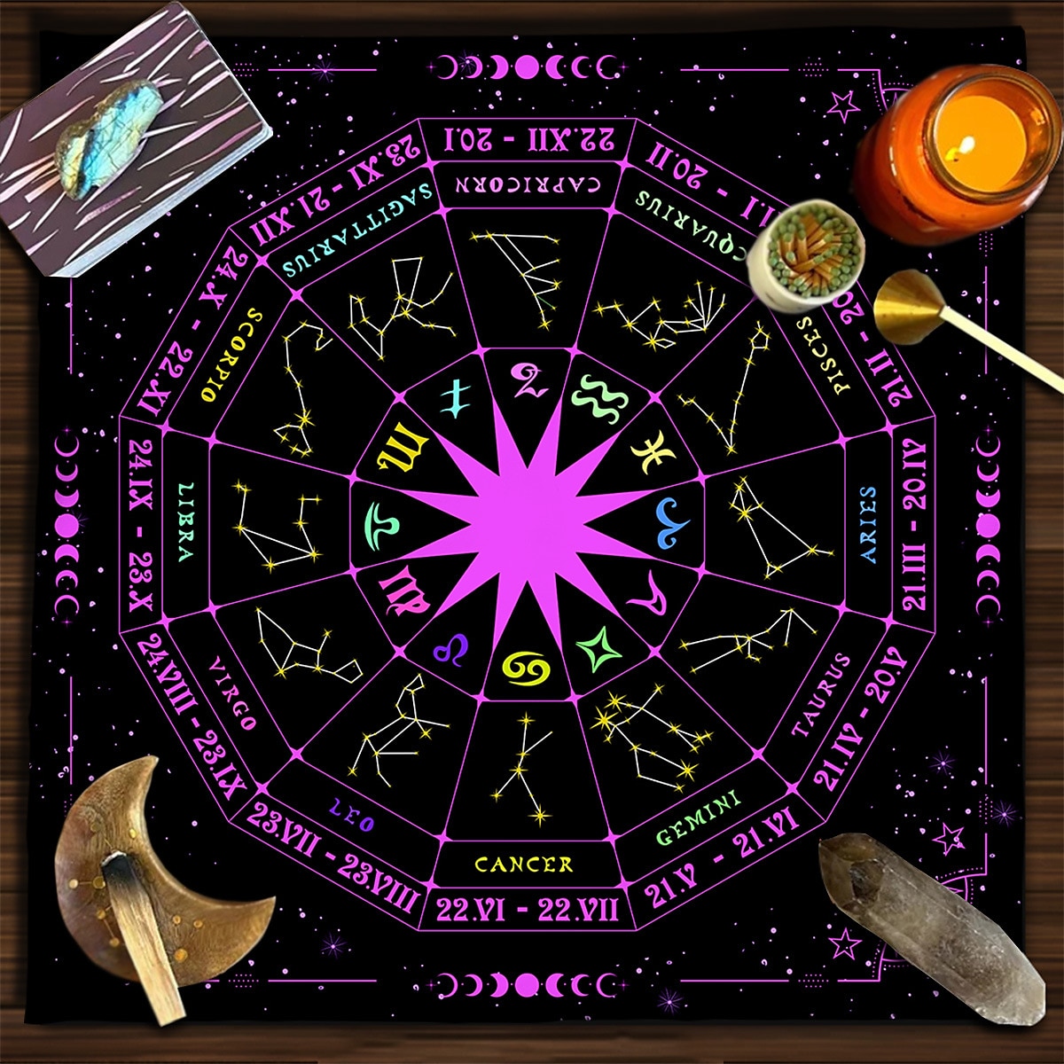 tarot asztalterítő játékhoz, oltárterítő, boszorkánysági asztrológia dekoráció orákulumkártya pad tarot szőnyeg witcher dekor, parti ajándékok, parti ajándék dekoráció, parti kellékek varázsművészeti 2026 - $9.49 –P5