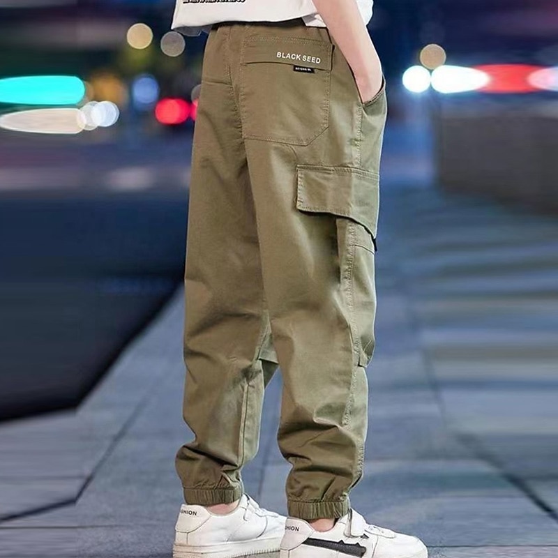 Kids Boys Sweatpants Trousers Pocket Cartoon Letter Breathable Comfort Pants Training Sports Daily Basic Black Avatar Overalls Black Small Label Overalls Army Green Small Label Overalls Mid Waist 2025 - $17.49 –P9